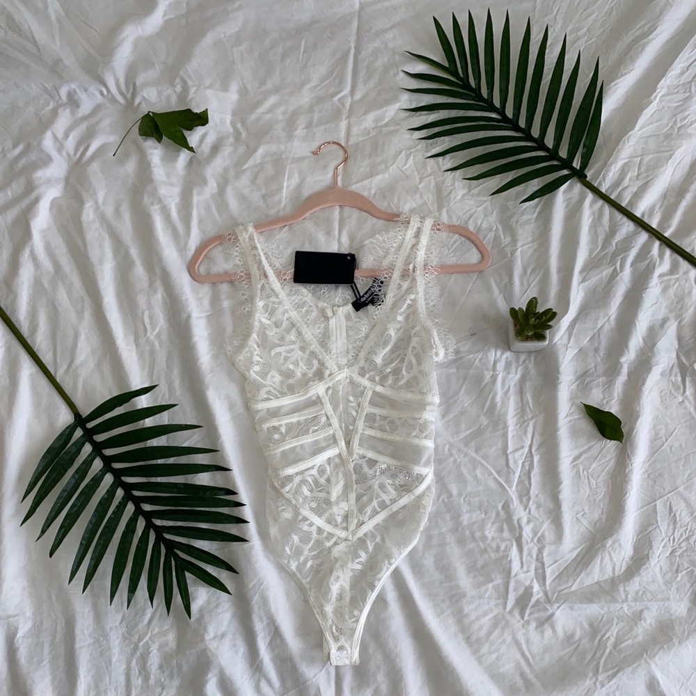 White Lace Thong Bodysuit